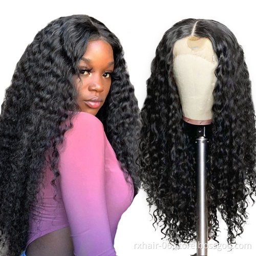ISEE Best Hair Cheap Long Women Half 30 40 Inch, Double Drawn Raw Vigin Indian Deep Wave Hair, Human 360 Frontal Wig Lace